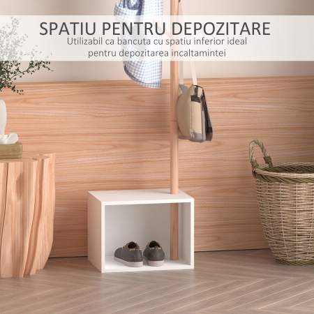  Cuier Dulap pantofi cu 6 Agatatoare in Bambù, Alb, 40x30x180cm [5]