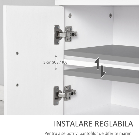  Cuier Hol Lemn Alb - 100×32×187 cm cu Dulap & Rafturi [5]