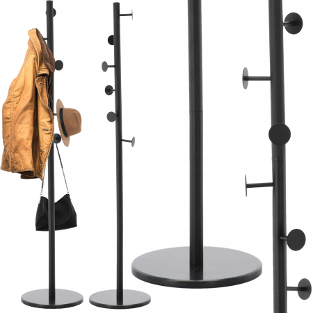 Cuier hol metalic 174 cm, design minimalist, negru [4]