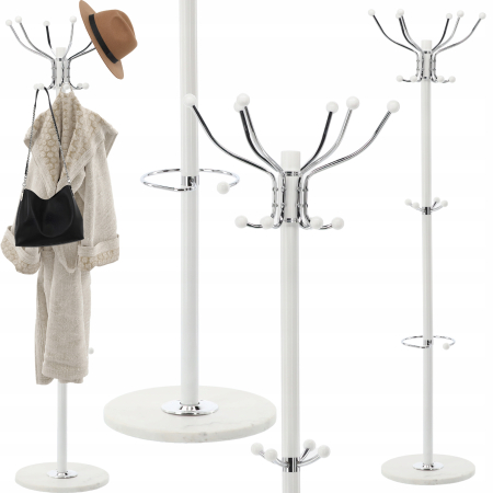 Cuier hol metalic 178 cm, 16 carlige, design minimalist, alb [1]