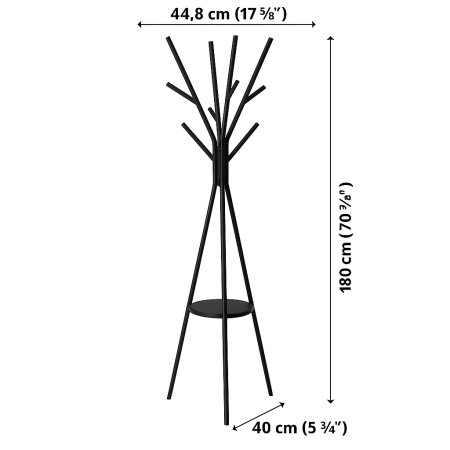 Cuier metalic otel 9 carlige, 45x40x180 cm, design modern stabil, negru [5]