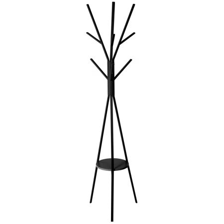 Mobila hol - Cuier metalic otel 9 carlige, 45x40x180 cm, design modern stabil, negru