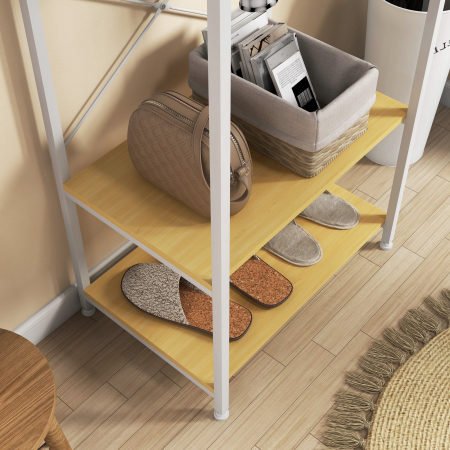  Cuier Mobil 2 in 1 cu Raft pe 2 Niveluri, din Otel si PAL, 60x40x167.5 cm [8]
