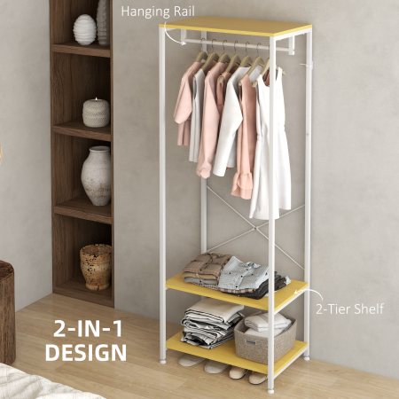  Cuier Mobil 2 in 1 cu Raft pe 2 Niveluri, din Otel si PAL, 60x40x167.5 cm [3]