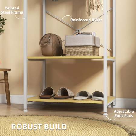  Cuier Mobil 2 in 1 cu Raft pe 2 Niveluri, din Otel si PAL, 60x40x167.5 cm [4]