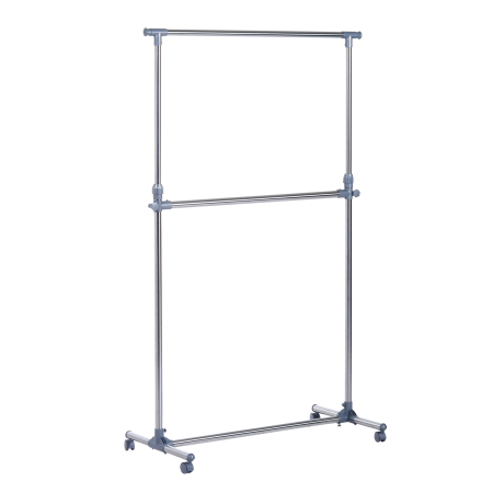 Living & hol -  Cuier pentru haine cu inaltime si extensie reglabile, 165 x 48 x 180 cm, Inox / ABS, Argintiu / Gri