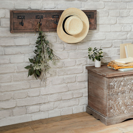 Cuier perete Atmosphera Paolo cu 5 carlige, lemn mango si fier, 83x21 cm, maro [2]