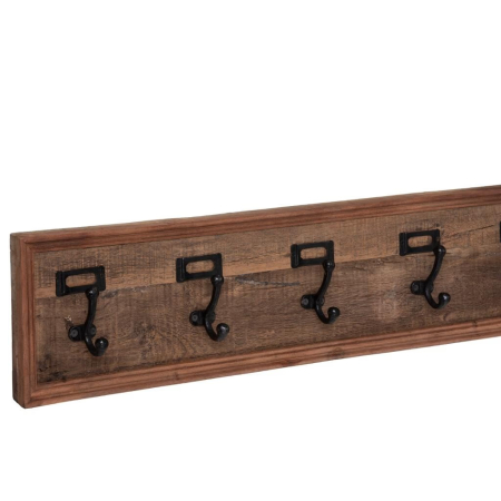 Cuier perete Atmosphera Paolo cu 5 carlige, lemn mango si fier, 83x21 cm, maro [1]
