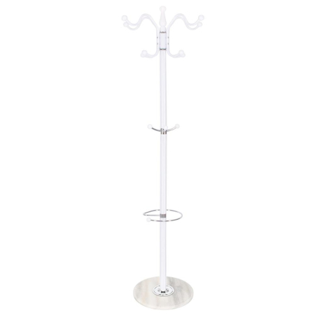Living & hol - Cuier tip pom din metal Sersimo, 12 agatatoare, 174cm, alb