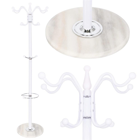Cuier tip pom din metal Sersimo, 12 agatatoare, 174cm, alb [9]