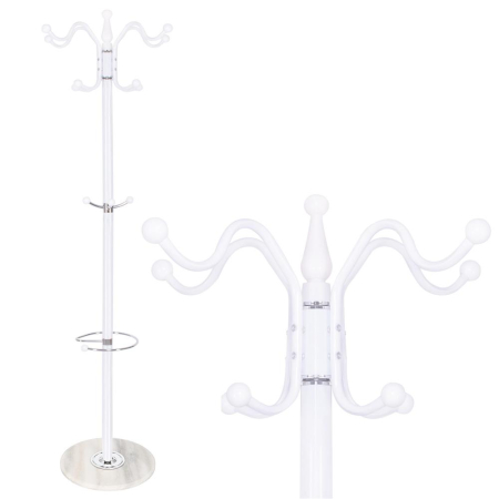 Cuier tip pom din metal Sersimo, 12 agatatoare, 174cm, alb [8]