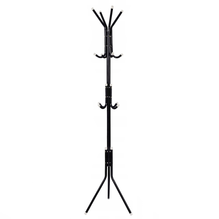 Living & hol - Cuier tip pom metalic Sersimo, 12 agatatoare, 177cm, negru