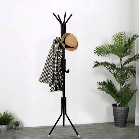 Cuier tip pom metalic Sersimo, 12 agatatoare, 177cm, negru [2]