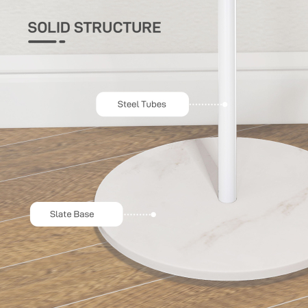  Cuier Vertical Autoportant cu 6 Carlige in Forma de Disc si Baza din Ardezie, Ø32x171 cm, Alb [4]