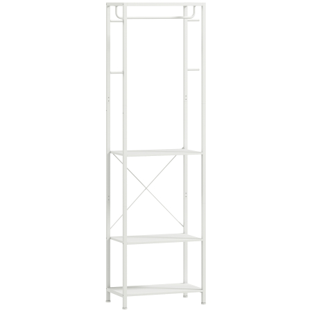 Mobila hol -  Cuiere de Podea cu Suport pentru incaltaminte, 4 Carlige si Raft 52x30x180cm Alb