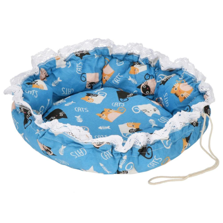 Culcusuri pentru animale - Culcus transformabil pisici tip saltea cu pereti snur ajustare, 73 cm, 2 in 1, albastru