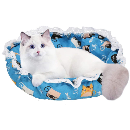 Culcus transformabil pisici tip saltea cu pereti snur ajustare, 73 cm, 2 in 1, albastru [5]