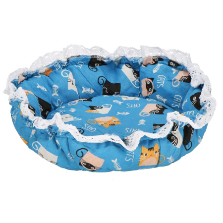 Culcus transformabil pisici tip saltea cu pereti snur ajustare, 73 cm, 2 in 1, albastru [4]