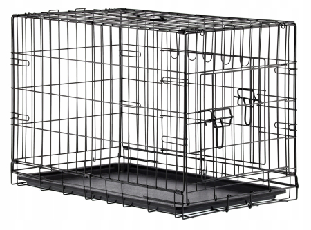 Cusca metalica caine xl pliabila tava detasabila maner, 91x57x63 cm, transport usor, negru [8]
