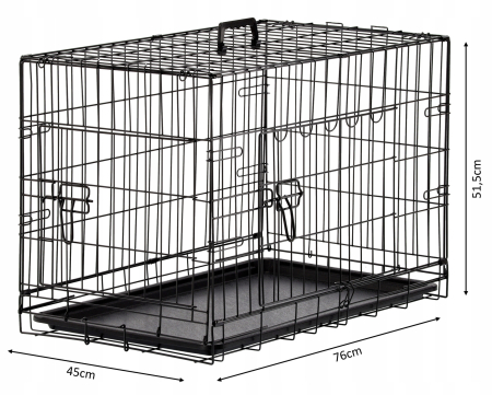 Cusca metalica caine xl pliabila tava detasabila maner, 91x57x63 cm, transport usor, negru [7]