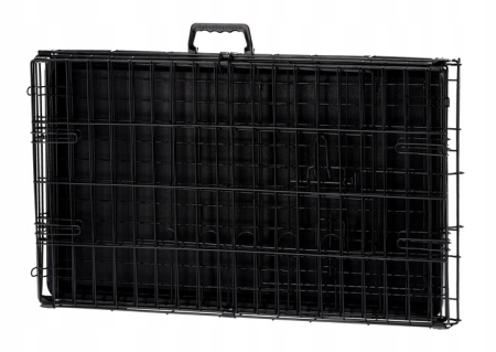 Cusca metalica pliabila animale maner tava detasabila, 107x69x76 cm, transport usor, negru [7]