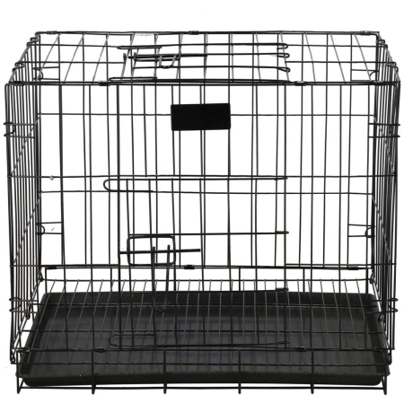 Cusca pentru animale, 2 usi, Pliabila din metal, L, Negru, 59x50x42 cm [8]