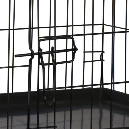 Cusca pentru animale, 2 usi, Pliabila din metal, L, Negru, 59x50x42 cm [7]