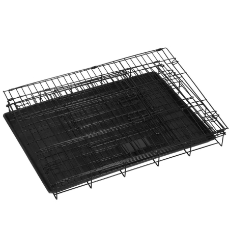 Cusca pentru animale, 2 usi, Pliabila din metal, L, Negru, 59x50x42 cm [6]