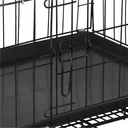 Cusca pliabila animale 2 usi metal, tava plastic detasabila, pliaza la 10 cm, transport usor, 60x50x42 cm, negru [6]