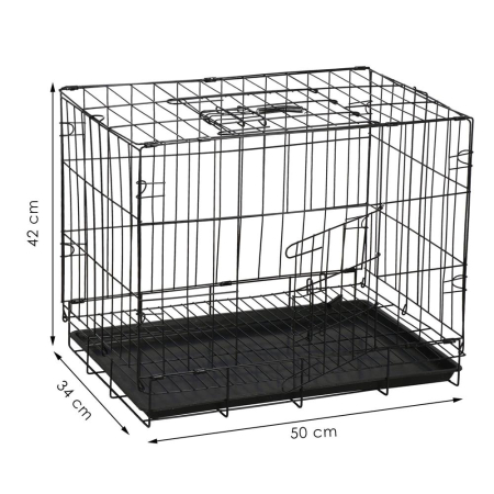 Cusca pentru animale, 2 usi, Pliabila din metal, M, Negru, 50x42x34 cm [11]