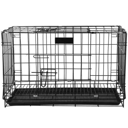 Cusca animale 2 usi pliabila metal tava detasabila xl, 93x67x56 cm, transport usor, negru [4]