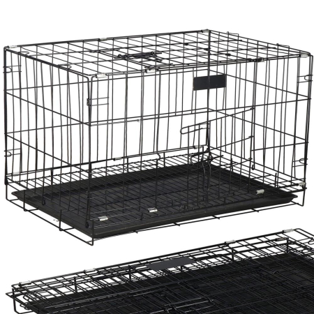 Cusca animale 2 usi pliabila metal tava detasabila xl, 93x67x56 cm, transport usor, negru [9]