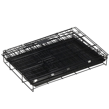 Cusca animale 2 usi pliabila metal tava detasabila xl, 93x67x56 cm, transport usor, negru [16]