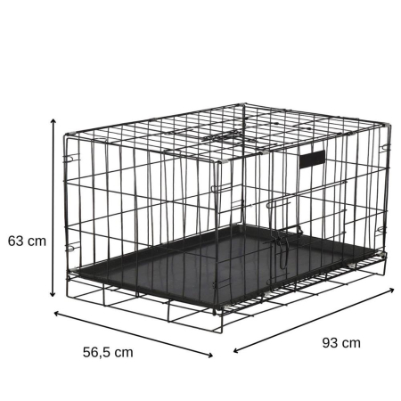 Cusca animale 2 usi pliabila metal tava detasabila xl, 93x67x56 cm, transport usor, negru [17]