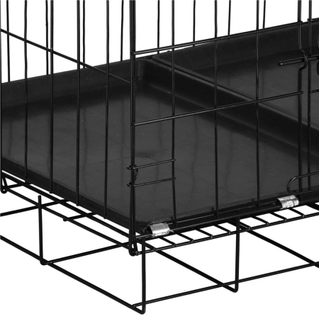Cusca pentru animale, 2 usi, Pliabila din metal, XXL, Negru, 130x70x61 cm [9]