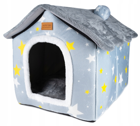 Cusca pentru pisici sau caini de talie mica, pentru interior, din catifea si bumbac, perna inclusa, 52x43x50cm [8]