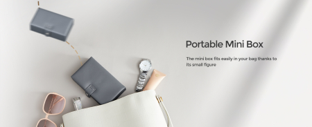 Cutie de bijuterii pe 3 nivele, cu 2 sertare, maner, oglinda, inchidere cu cheie, 18x26x17, gri [11]