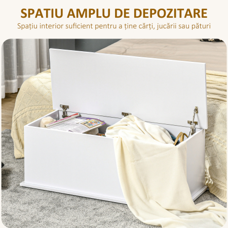 Cutie de Depozitare din Lemn, Moderna si Multifunctionala, pentru Camera, Intrare, Alb [3]