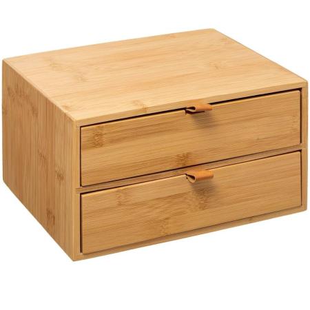 Organizare - Cutie depozitare 5Five cu 2 sertare, bambus, 25x20x14 cm, natur