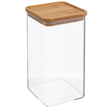 Decoratiuni si articole casa - Cutie depozitare 5Five Eske patrata 1.5L, capac bambus, PS transparent