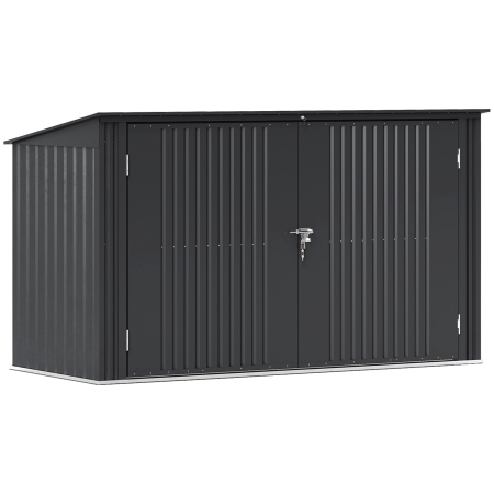 Gradina & balcon -  Cutie Depozitare Pubele pentru 3 Recipiente de 240L cu 2 Usi si incuietori, 233x105x118,5/133 cm, Gri