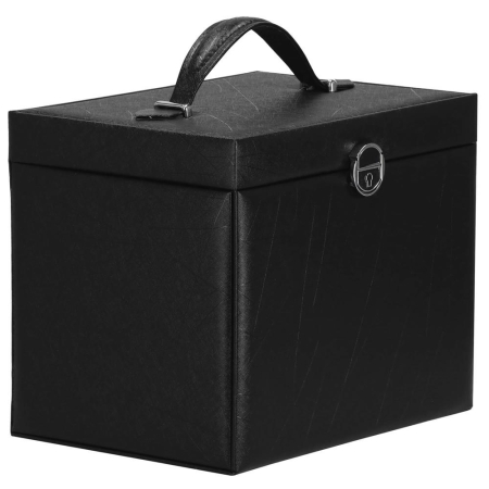 Cutie depozitare si organizare bijuterii, piele ecologica + velur, 26 x 21,5 x 19 cm, negru [9]