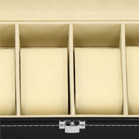 Cutie depozitare si organizare ceasuri, MDF, piele ecologica, 30x11x8cm, negru [9]