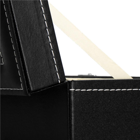 Cutie depozitare si organizare ceasuri, MDF, piele ecologica, 30x11x8cm, negru [12]