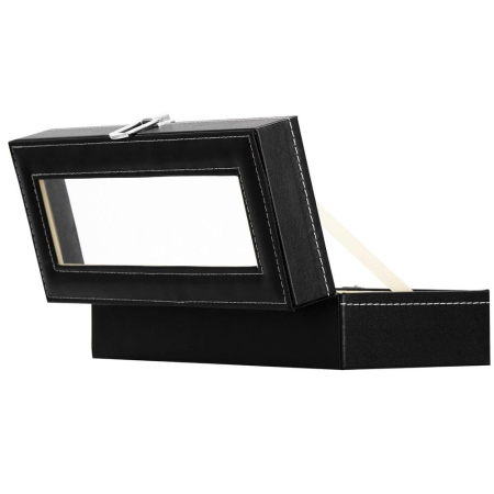 Cutie depozitare si organizare ceasuri, MDF, piele ecologica, 30x11x8cm, negru [4]
