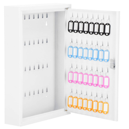 Dormitor & birou - Cutie metalica din otel pentru 64 chei, echipata, 45x30x8cm, alba