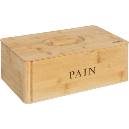 Decoratiuni si articole casa - Cutie paine bambus 5Five cu design natural si capac rabatabil, 33x13x20 cm, maro natur