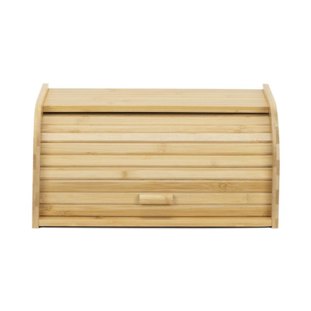 Cutie pentru paine din bambus cu capac glisant, raft superior, 38x28x18 cm, bambus natur maro [10]