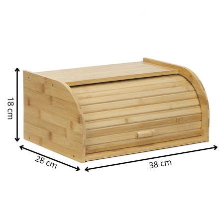 Cutie pentru paine din bambus cu capac glisant, raft superior, 38x28x18 cm, bambus natur maro [14]
