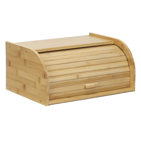 Bucatarie - Cutie pentru paine din bambus cu capac glisant, raft superior, 38x28x18 cm, bambus natur maro